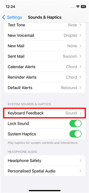 Tap Keyboard Feedback