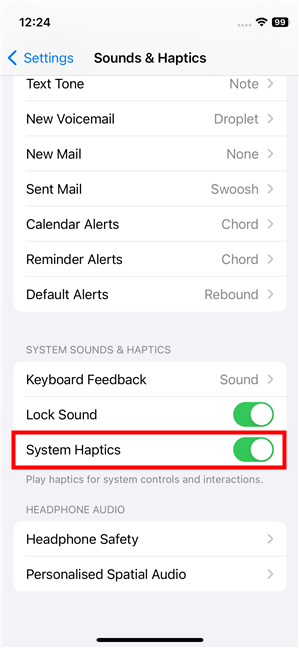 Turn your iPhone's System Haptics on or off