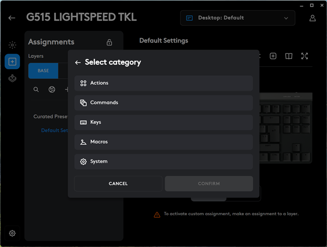 G515's keys are programmable