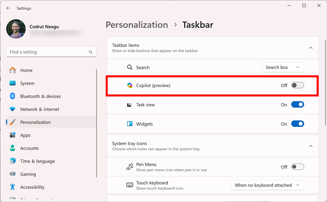 How to turn off Copilot on Windows 11's taskbar