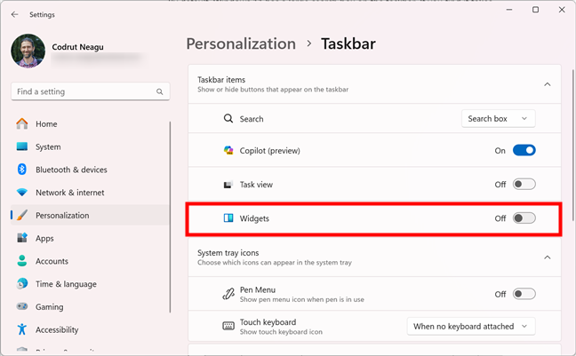 How to turn off Widgets in Windows 11