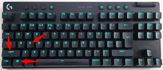 The Windows + Shift + S screenshot shortcut