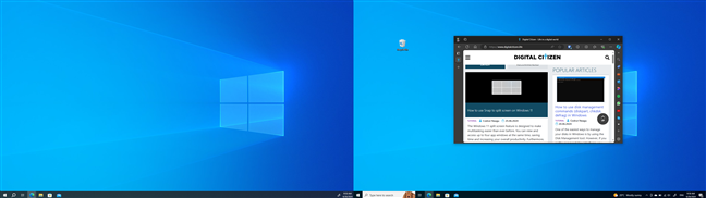 The window we want to snap is shown on the right monitor