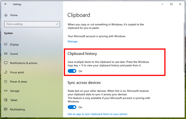 How to turn on clipboard history in Windows 10