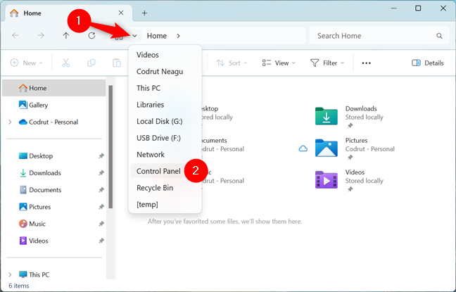 Open Control Panel using File Explorer