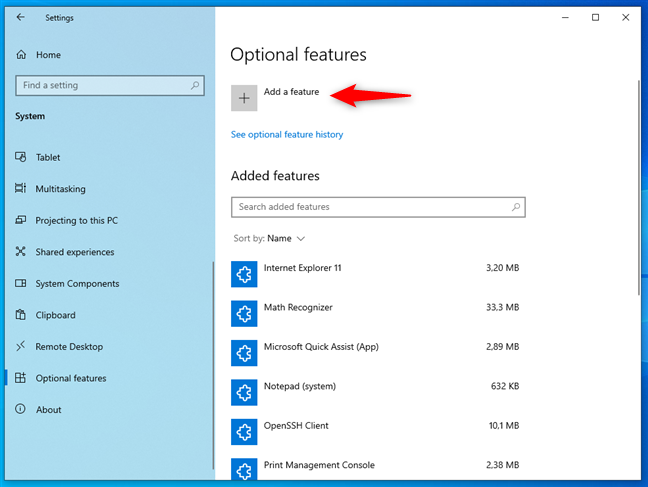 Add a feature to Windows 10