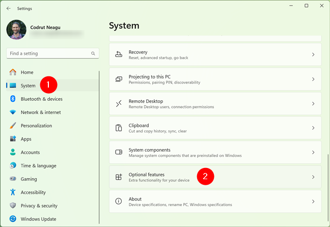 Optional features in Windows 11