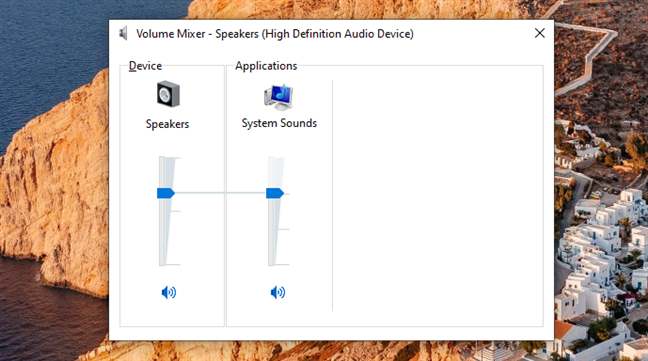 The Volume Mixer in Windows 10