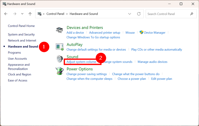 Access Adjust system volume for the Volume Mixer window