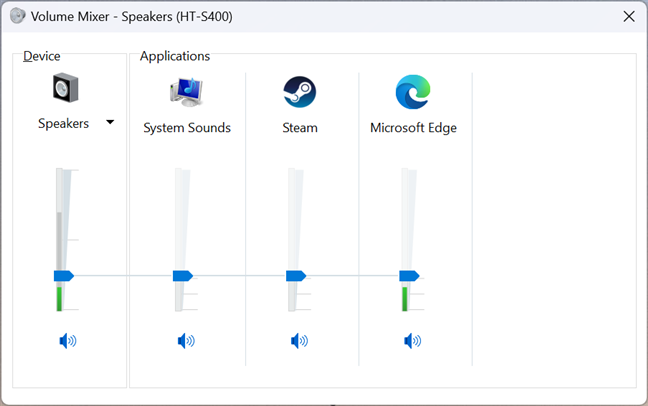 The classic Volume Mixer in Windows 11