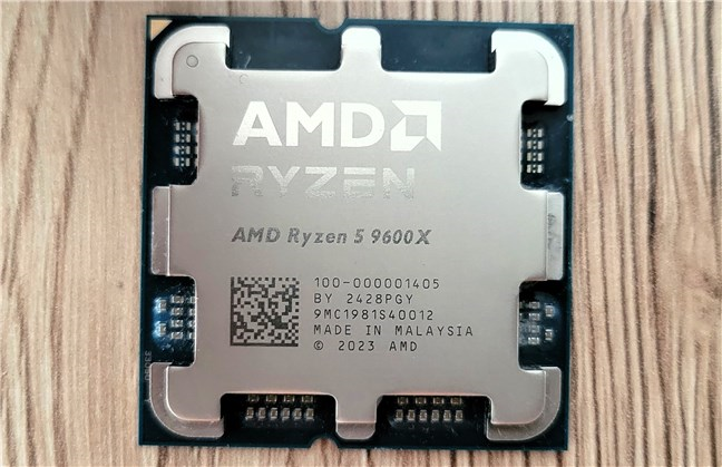 A closeup of the AMD Ryzen 5 9600X