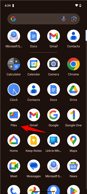 Open the Files app on Android