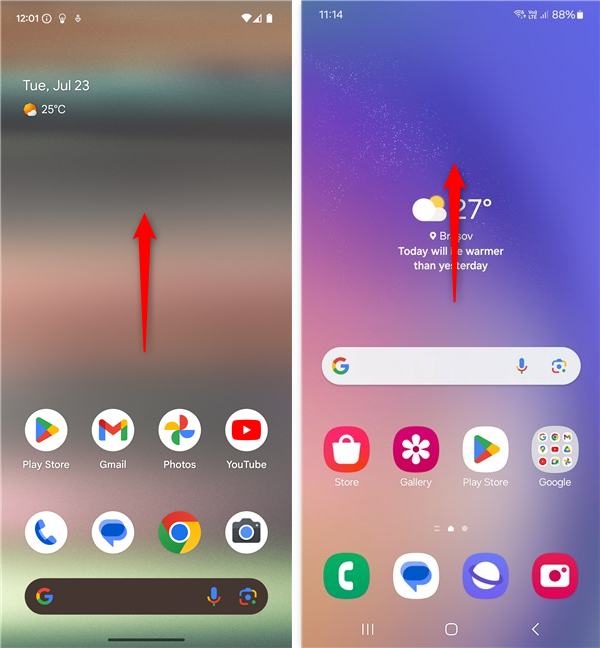 Swipe up on the Home screen to open All Apps