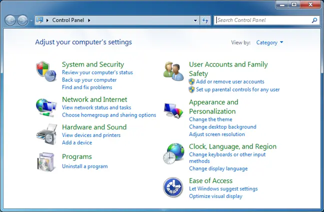 Windows 7's Control Panel