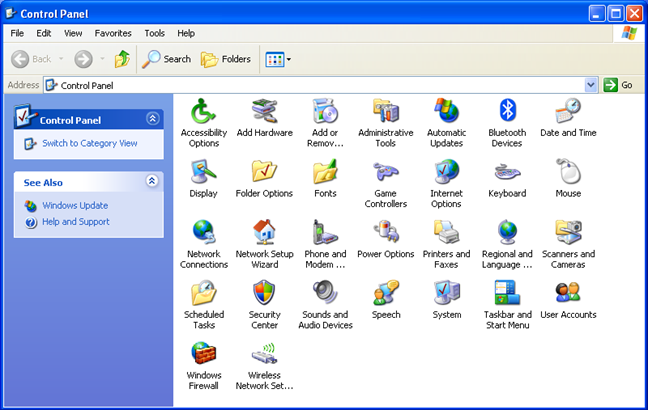Windows XP's Control Panel