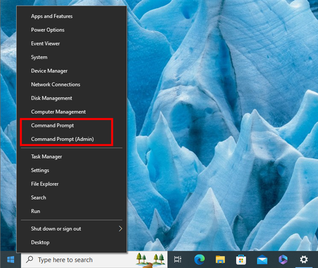 Command Prompt in the WinX menu