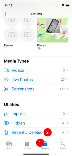Open the Recently Deleted folder in Photos' Albums