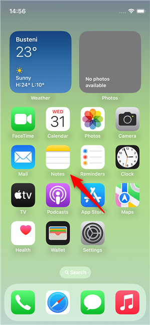 Open the Notes app on your iPhone