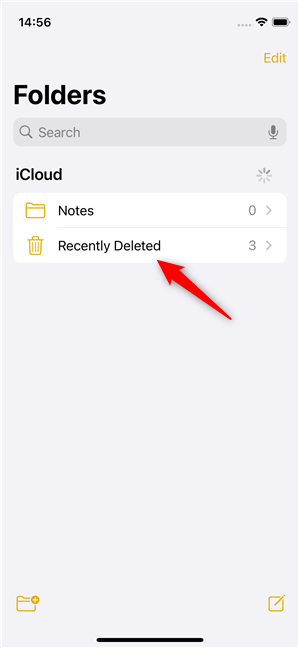 Access the Recently Deleted notes