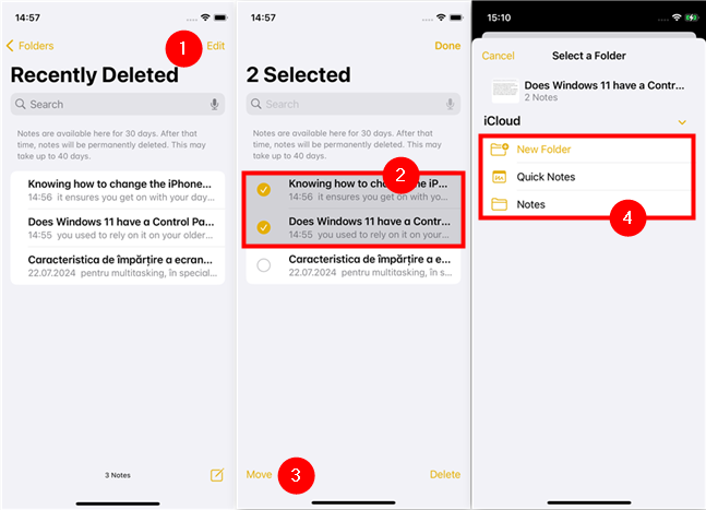 How to restore multiple notes on an iPhone