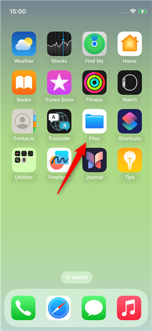 Open the Files app on an iPhone