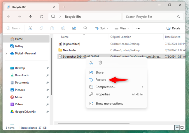 Restore deleted files from Windows 11â€™s Recycle Bin