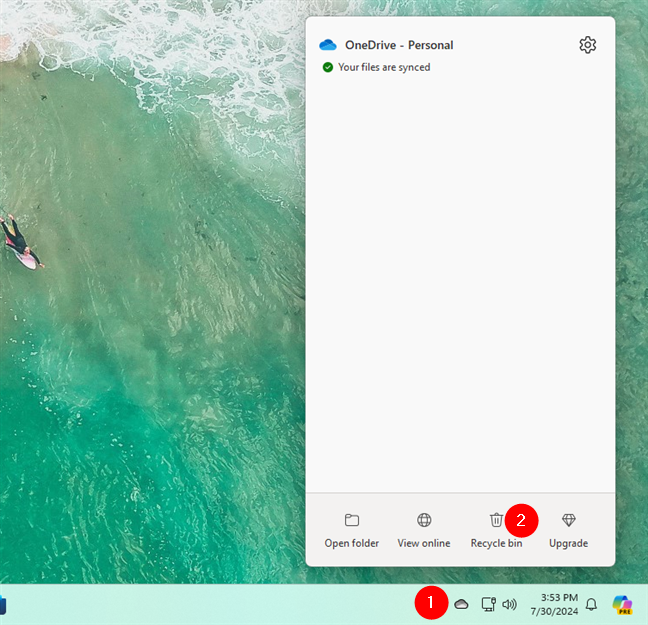 Open OneDrive's Recycle bin in Windows 11