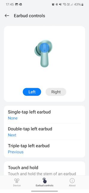 Customizing the earbud controls