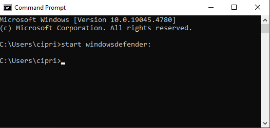 Opening Windows Security from CMD