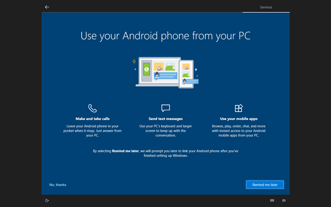 Windows 10 recommends to use your Android phone from your PC