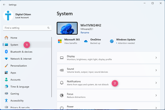 In the Windows 11 Settings, go to System > Notifications