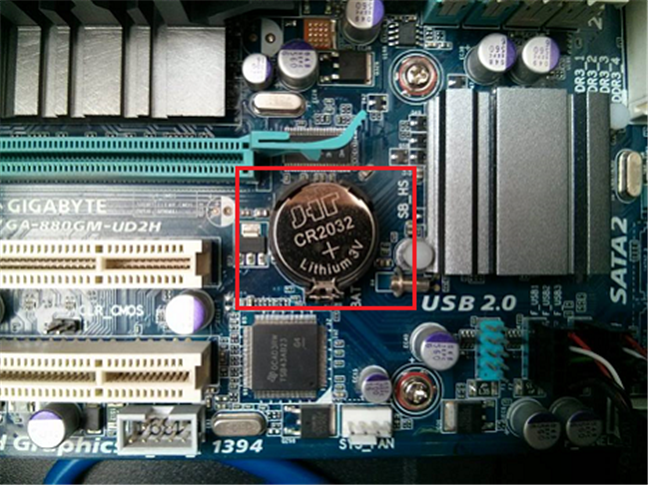 The battery used to power the CMOS memory