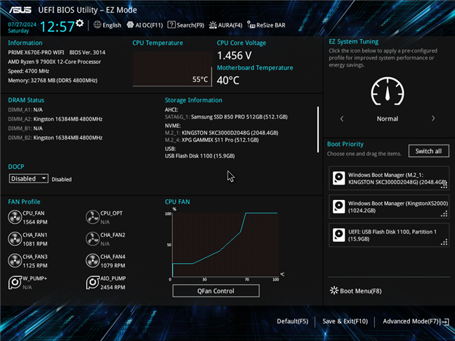 The UEFI BIOS Utility on an ASUS motherboard