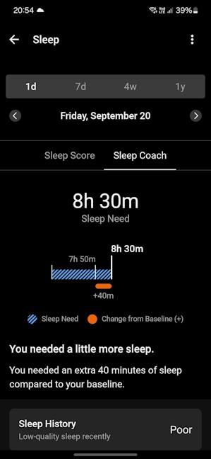 The Sleep Coach can provide you with useful recommendations