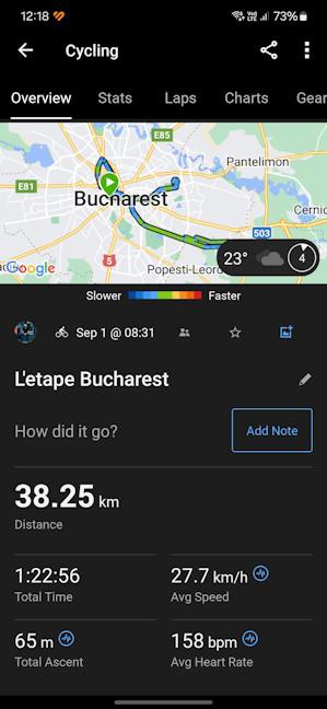 The GPS accuracy during a cycling competition was excellent