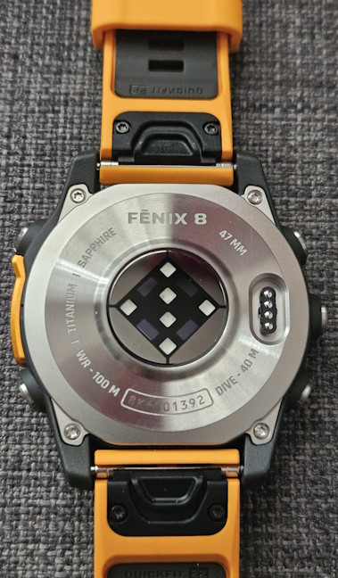 Garmin Fenix 8 has a metal rear cover