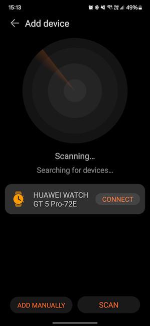 Adding the watch to HUAWEI Health