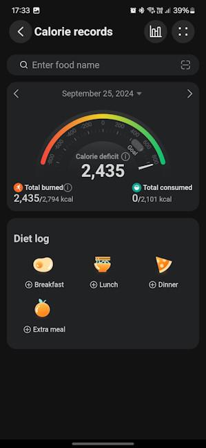 You can log your food intake in the HUAWEI Health app