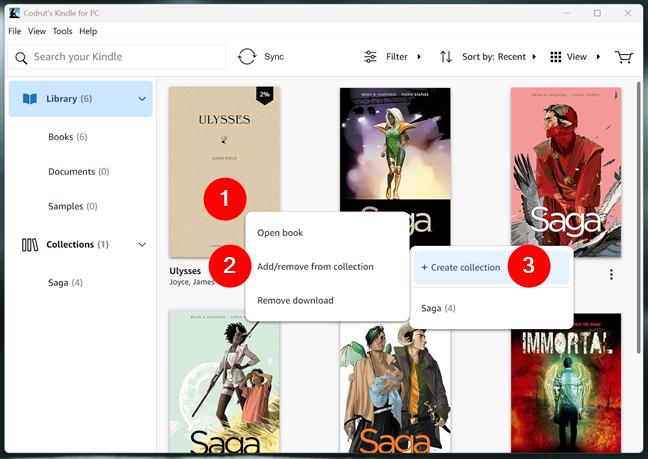 Create a collection in Kindle for PC