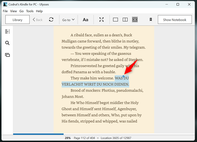 Access a note in Kindle for PC