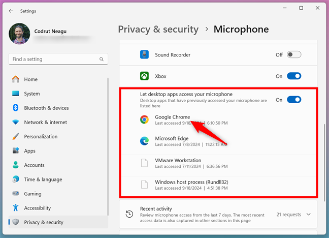 This setting needs to be enabled to let browsers like Chrome access the microphone