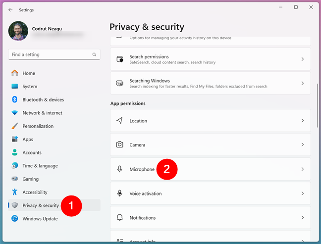 In Windows 11, open Settings and go to Privacy & security > Microphone