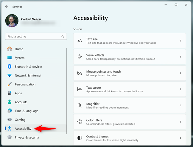 In Windows 11, open Settings and go to Accessibility