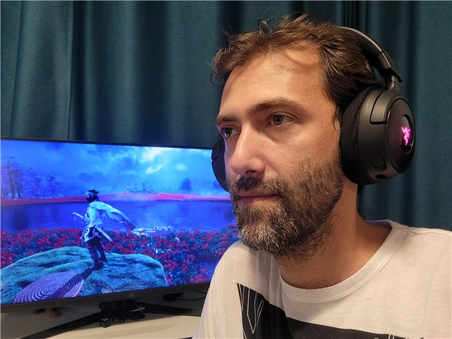 Playing Ghost of Tsushima with the Razer Kraken V4