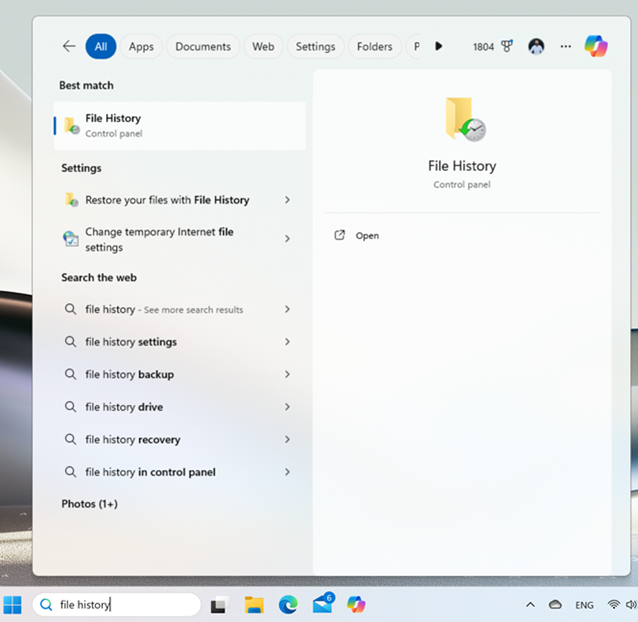 However, File History is still part of Windows 11 version 24H2