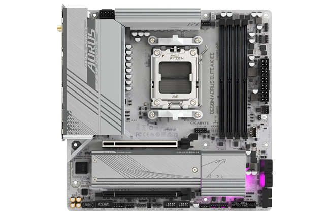 The GIGABYTE B650M AORUS Elite AX ICE motherboard uses a B650 chipset