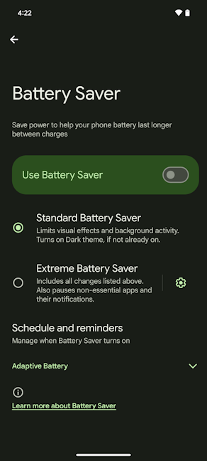 Choose the Battery Saver mode