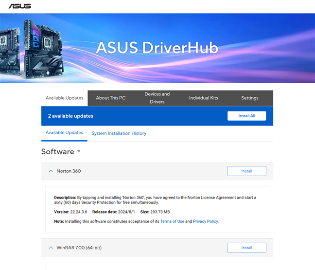 ASUS DriverHub lets you download and install drivers easily