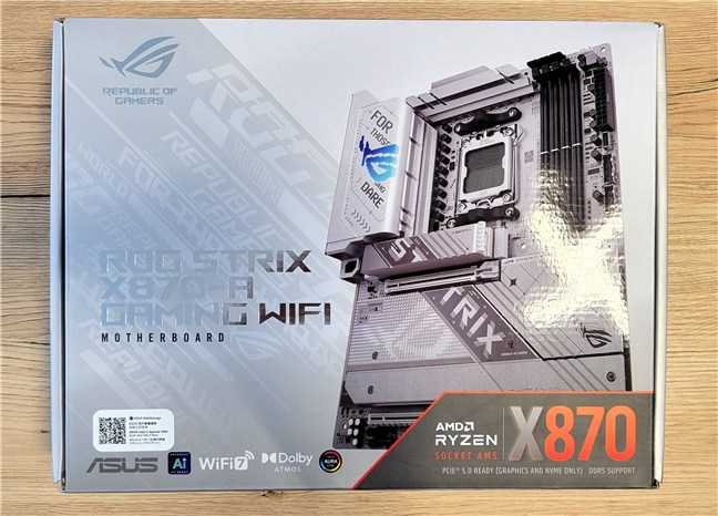 The packaging for ASUS ROG Strix X870-A Gaming WiFi