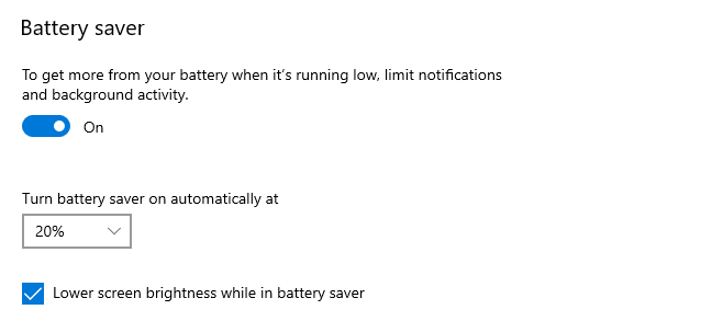 Battery saver in Windows 10